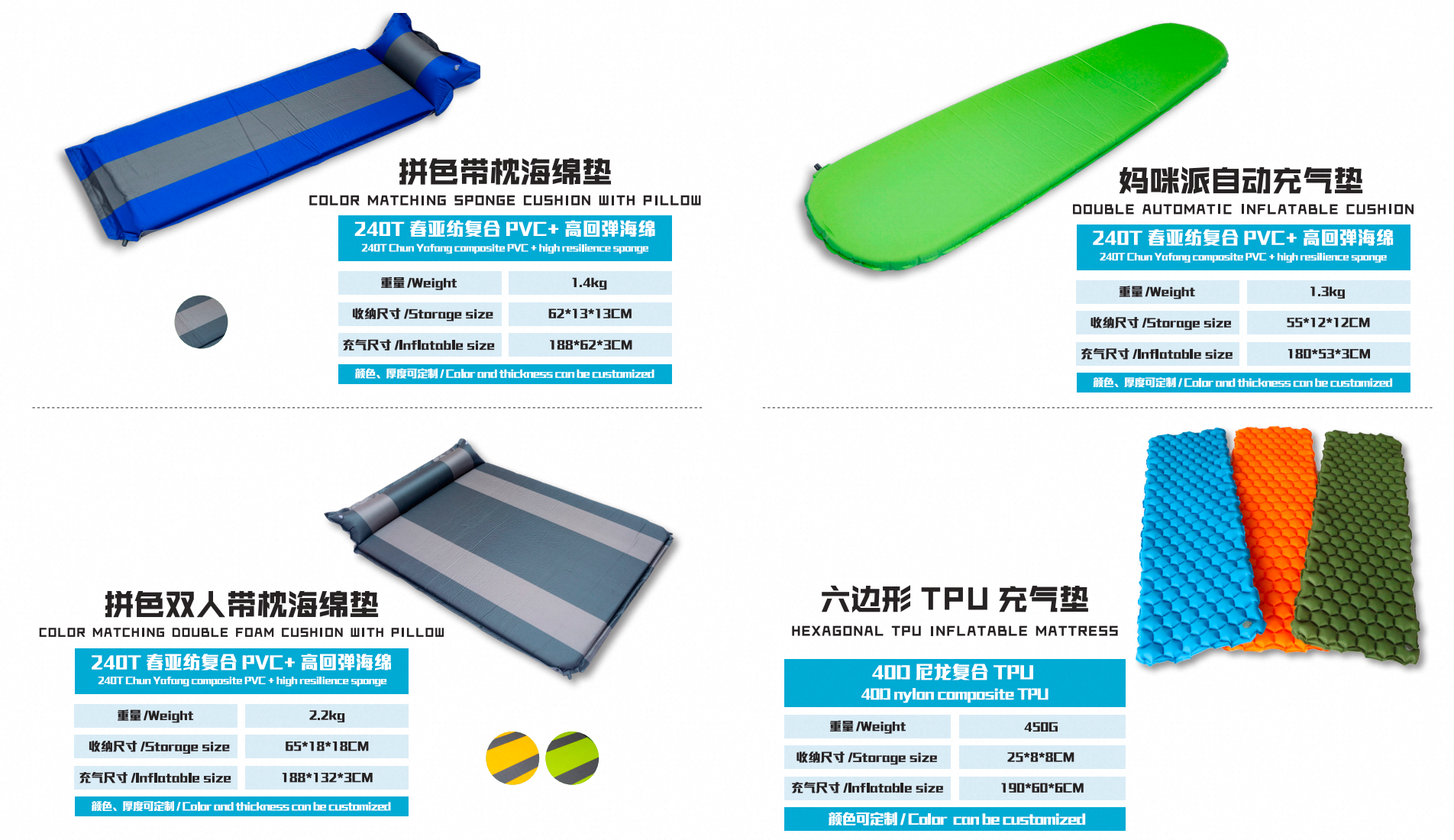 Self-inflating camping mat with foam interior